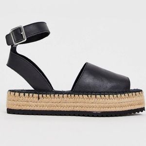 ASOS DESIGN Jacobs Leather Flatform Espadrilles